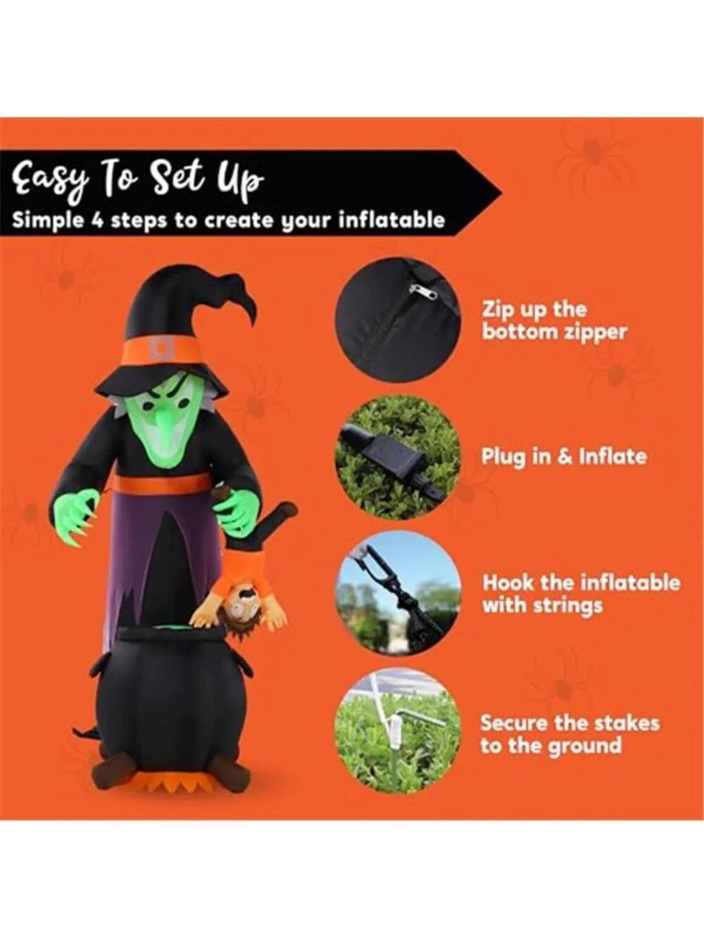 JOYIN 7FT Halloween Witch Animated Inflatable Decoration Witch Swinging Child